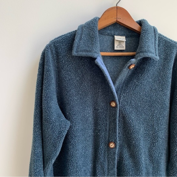 L.L. Bean Sweaters - L.L. Bean | Speckled Blue Button Down Fleece Sweater